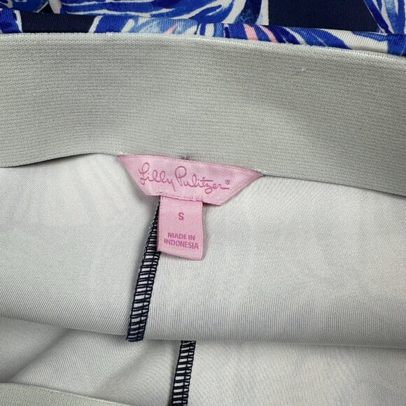 Lilly Pulitzer Adelia Scuba Shorts Blue Pink Swim Water Stretch Scallop Size S - Picture 5 of 10
